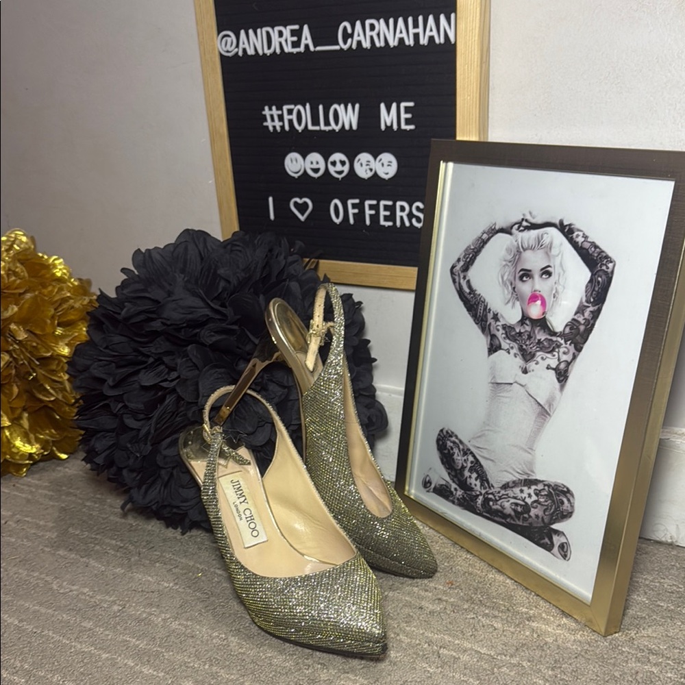 Jimmy Choo Gold Slingback Heels